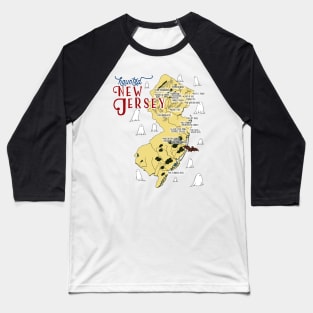 Haunted New Jersey Map Baseball T-Shirt